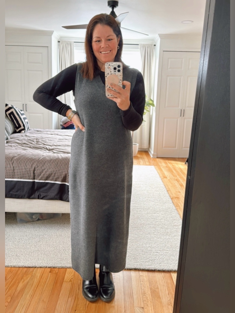 Zara Charcoal Gray Sleeveless V-Neck Midi Dress